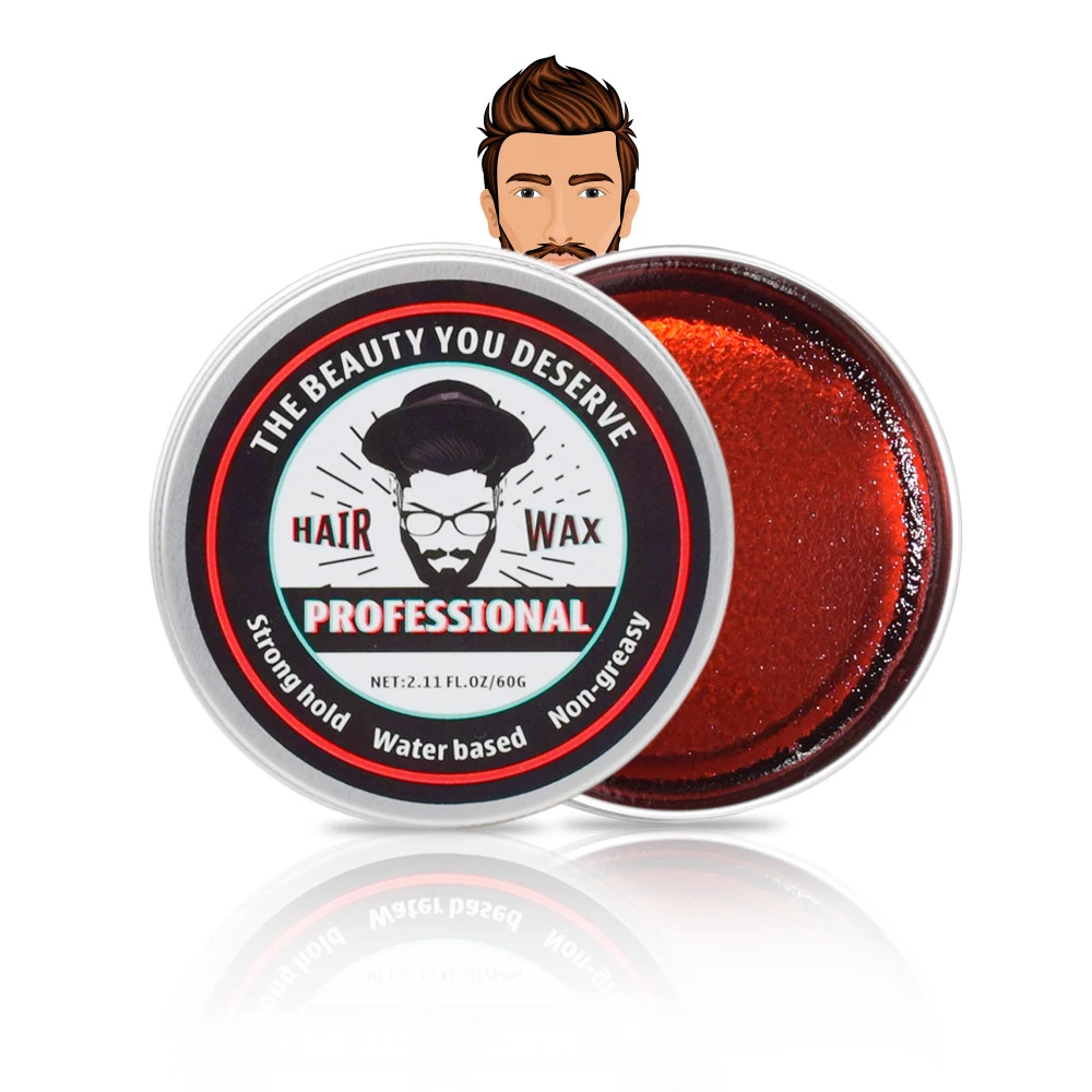 

water-soluble strong hold hair wax natural shine pomade all day hold wax polished finish no residue hair wax, Red