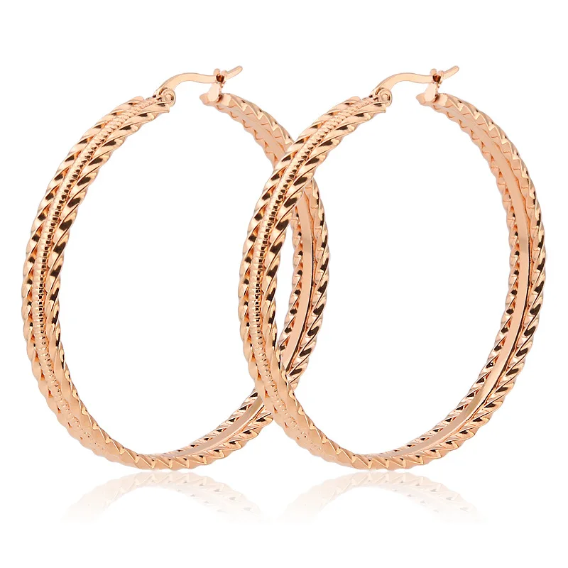 

Factory Outlet Twisted Wire Stainless Steel Hoop Earrings For Women Exaggerated Personality Nightclub Jewelry Wholesale, Picture