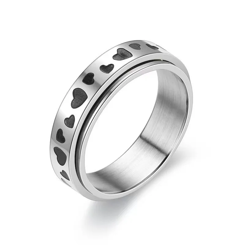 

2021 new heart-shaped titanium steel rotatable ring male stainless steel couple rotatable ring