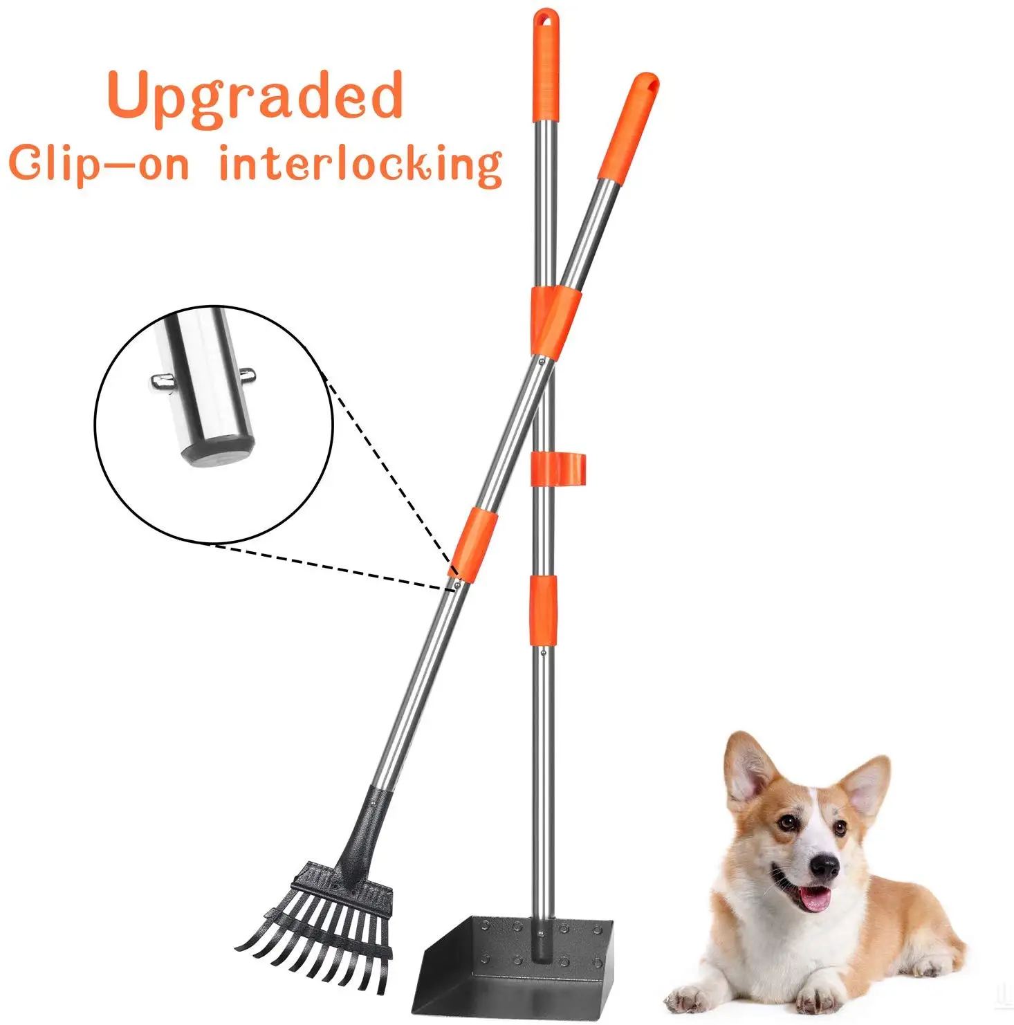 Dog Pooper Scooper,Stainless Metal Pet Poop Tray And Rake With