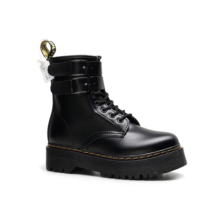 

High quality platform waterfall black fur work safe boots women