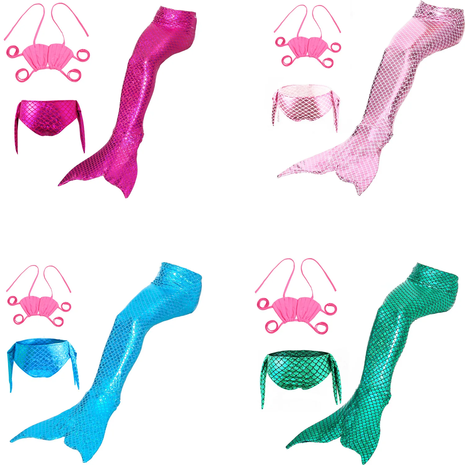 

cosplay Mermaid Tail For Swimming party children wear 3 piece set swimsuit mermaid tail Girls' swimsuit mermaid, Pink,purple,red,sky blue