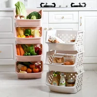 

4-Tier with lid Homeuse Storage Box suit plastic laundry basket Stackable kitchen basket Fruit Plastic