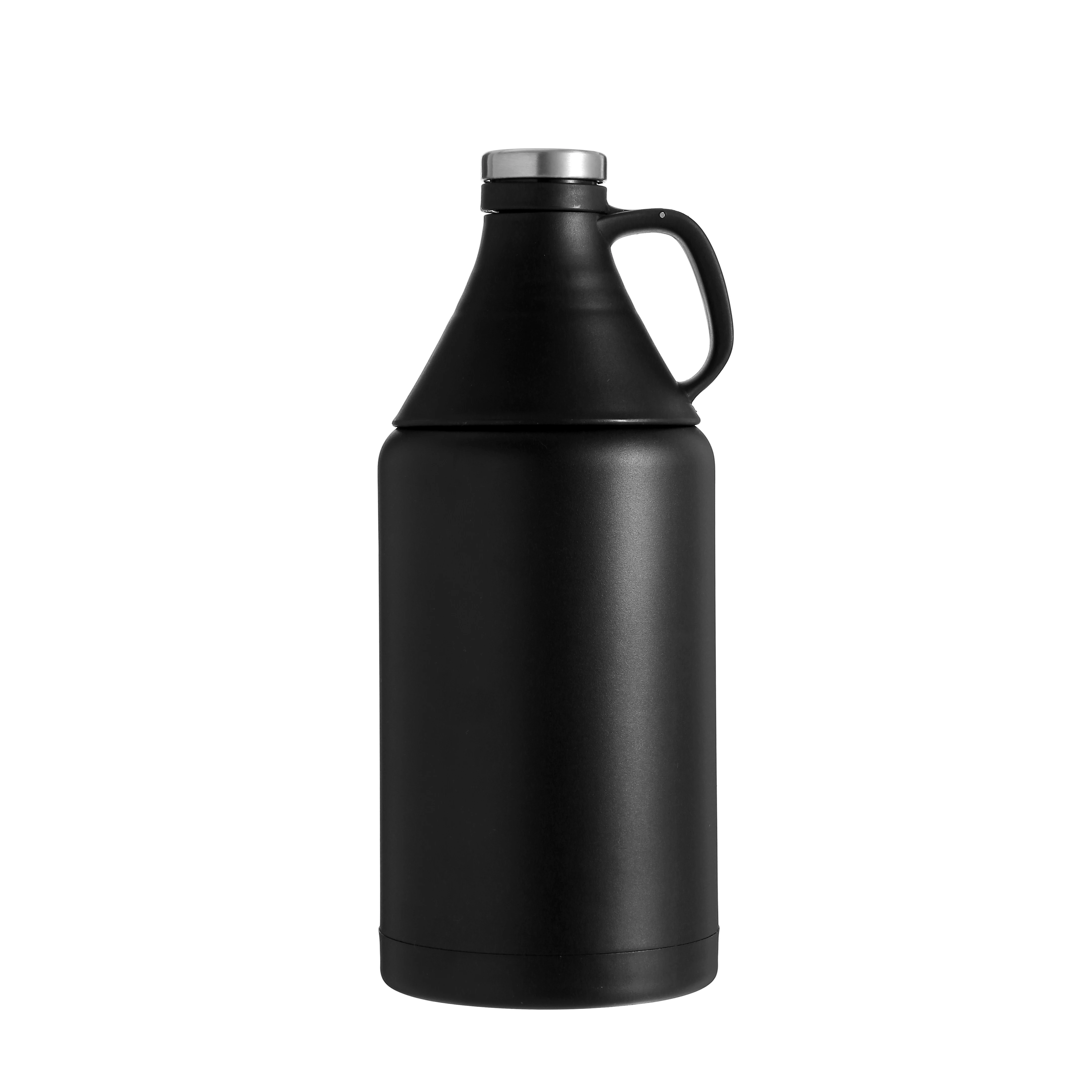 

2021 New design 64oz cup double lid vacuum Insulated stainless steel growler outdoor portable beer growler, Black / blue / custom color / pattern