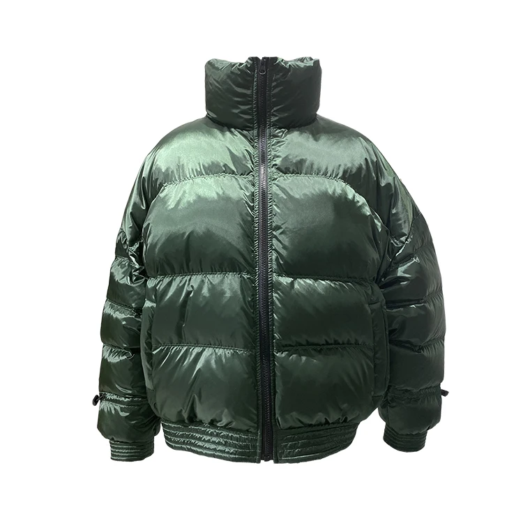 

Hot sale waterproof women custom crop green puffer jacket shiny, Customized color