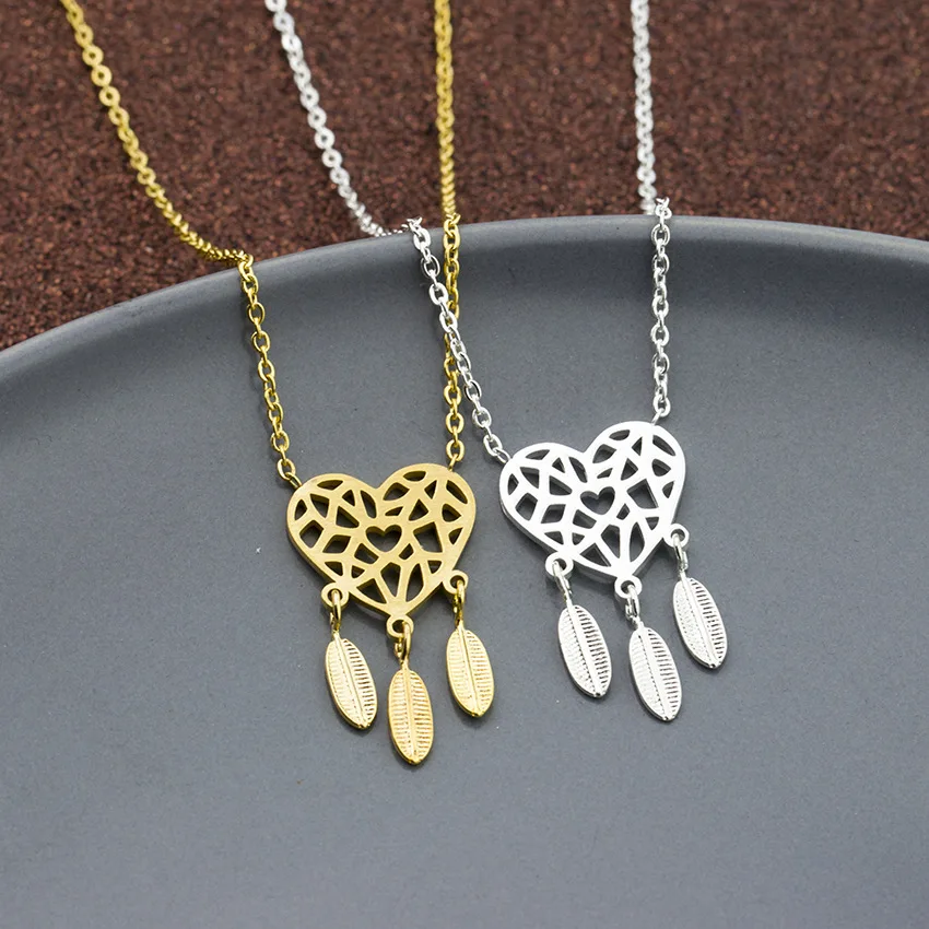 

2021 gold plated dream catcher stainless steel necklace pendant jewelry