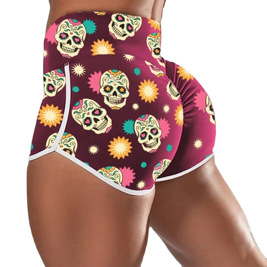 

Stylish new leggings with high waists and hip lifts Skull print running shorts make for a temperament-commuting look