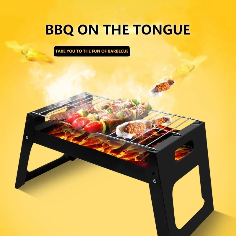 

Draagbare Outdoor Vouwen Grill Bbq Camping Installatie Eenvoudige Grill, Matt black