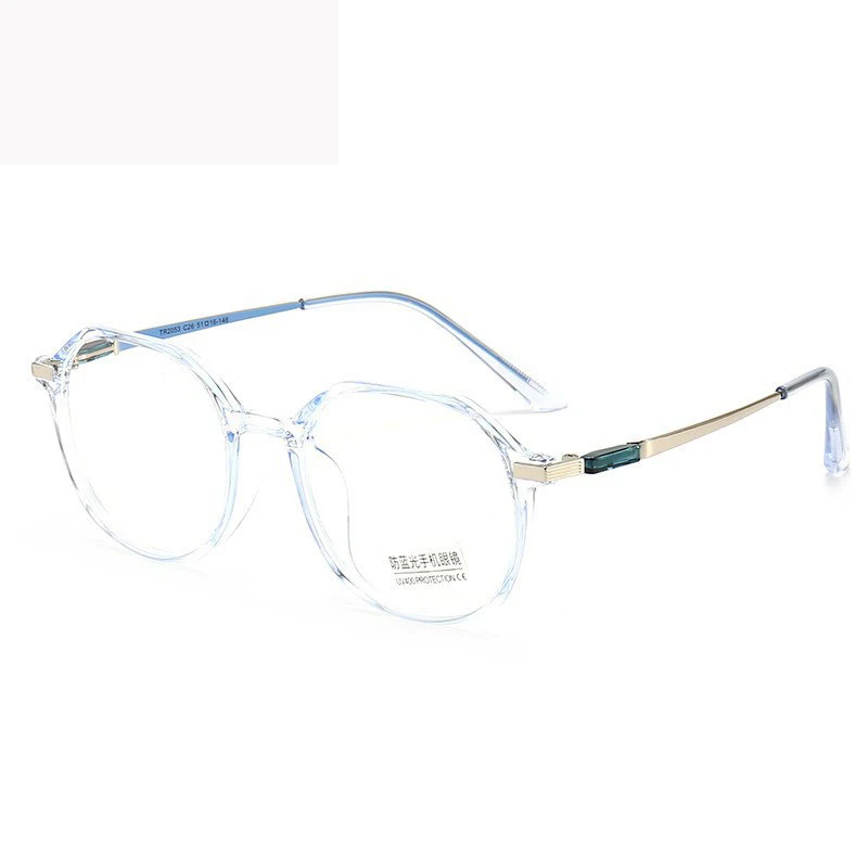 

Custom logo round TR90 frame PC clear lens anti-blue light glasses for eye protection, Black,transparent yellow,transparent blue,transparent