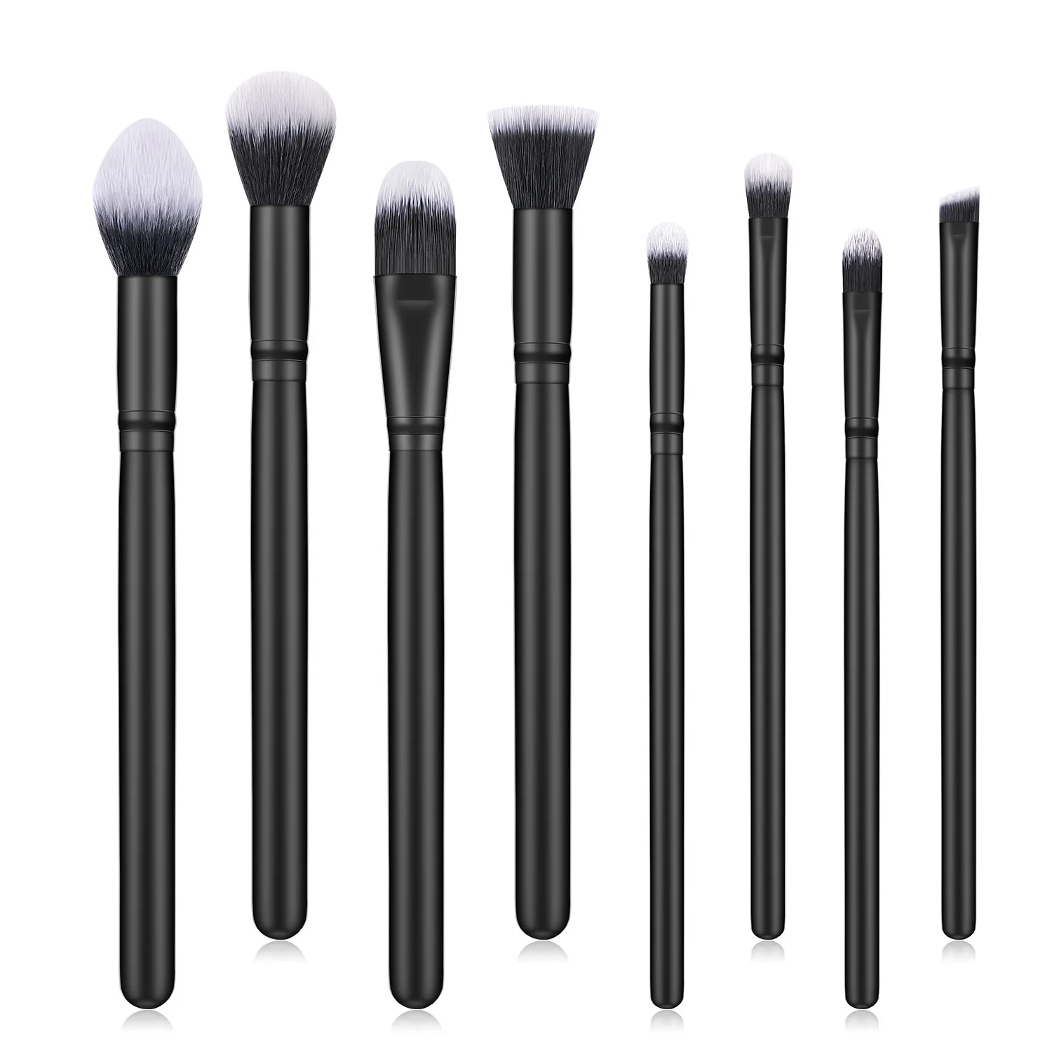 

8pcs Vegan Makeup Brush Set Wholesale Private Label High Quality Makeup Brushes Custom Logo Professional Makeup Brush Kit, Black