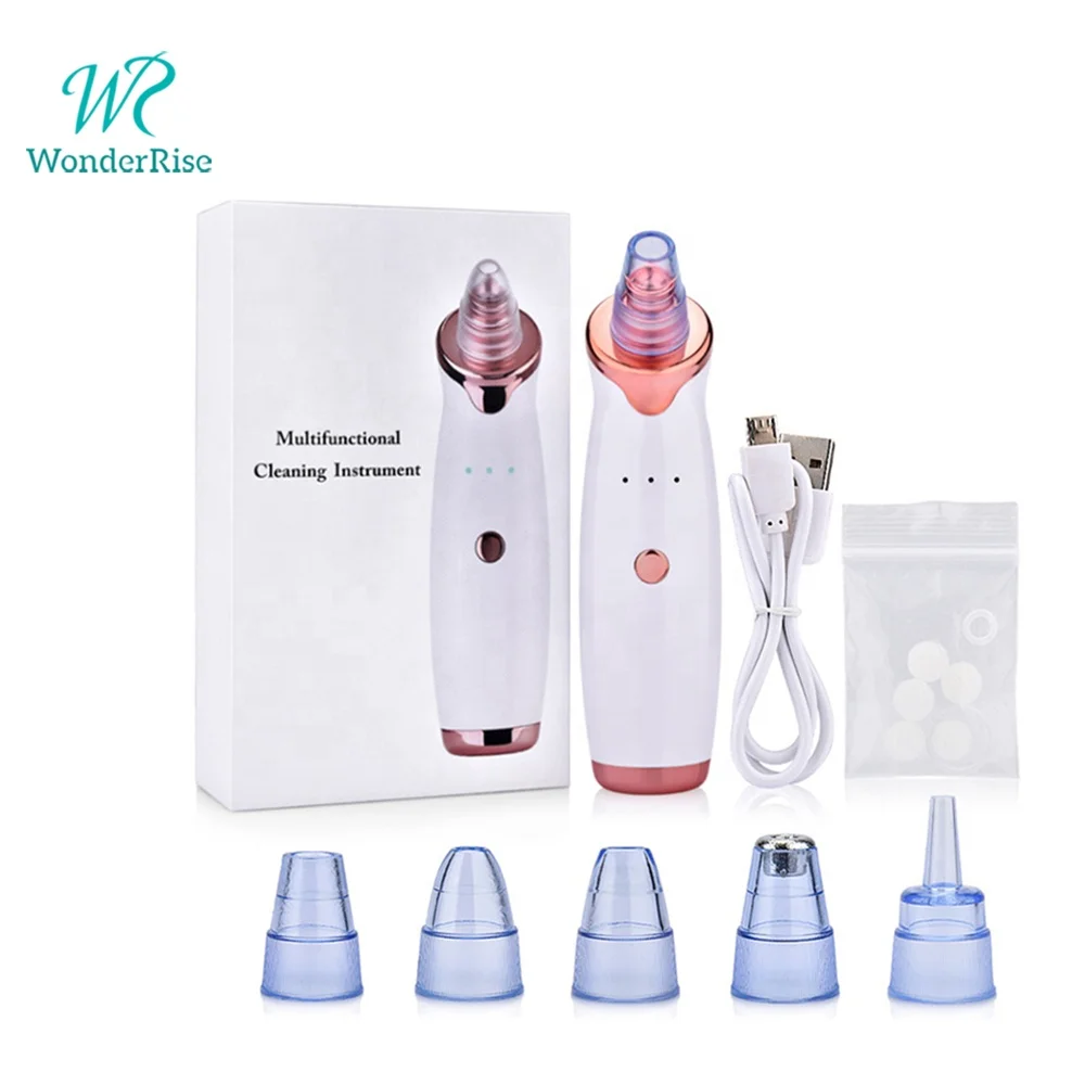 

Electric 5 Suction Heads Acne Black head Extractor Tool Set Nose Pore Cleaner Vacuum Blackhead Remover, White