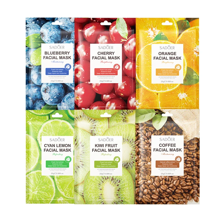 

25ML SADOER Wholesale Private Label Skin Care Face mask Cosmetic Facial Mask Beauty Fruit Mascarillasl Vitamin C Sheet Korean
