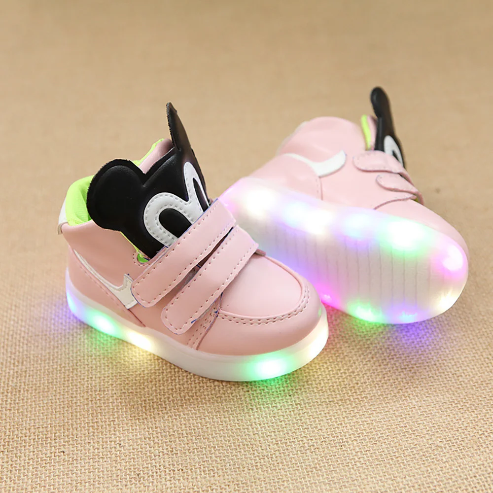

Hot Sale LED Light Glowing Children Sneakers Baby Shoes For Girls Boy, Pink