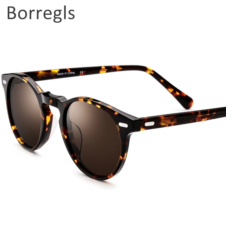 

Borregls Acetate Polarized Sunglasses Men High Quality Fashion Vintage Retro Round Sun Glasses for Women Sunglass 19108