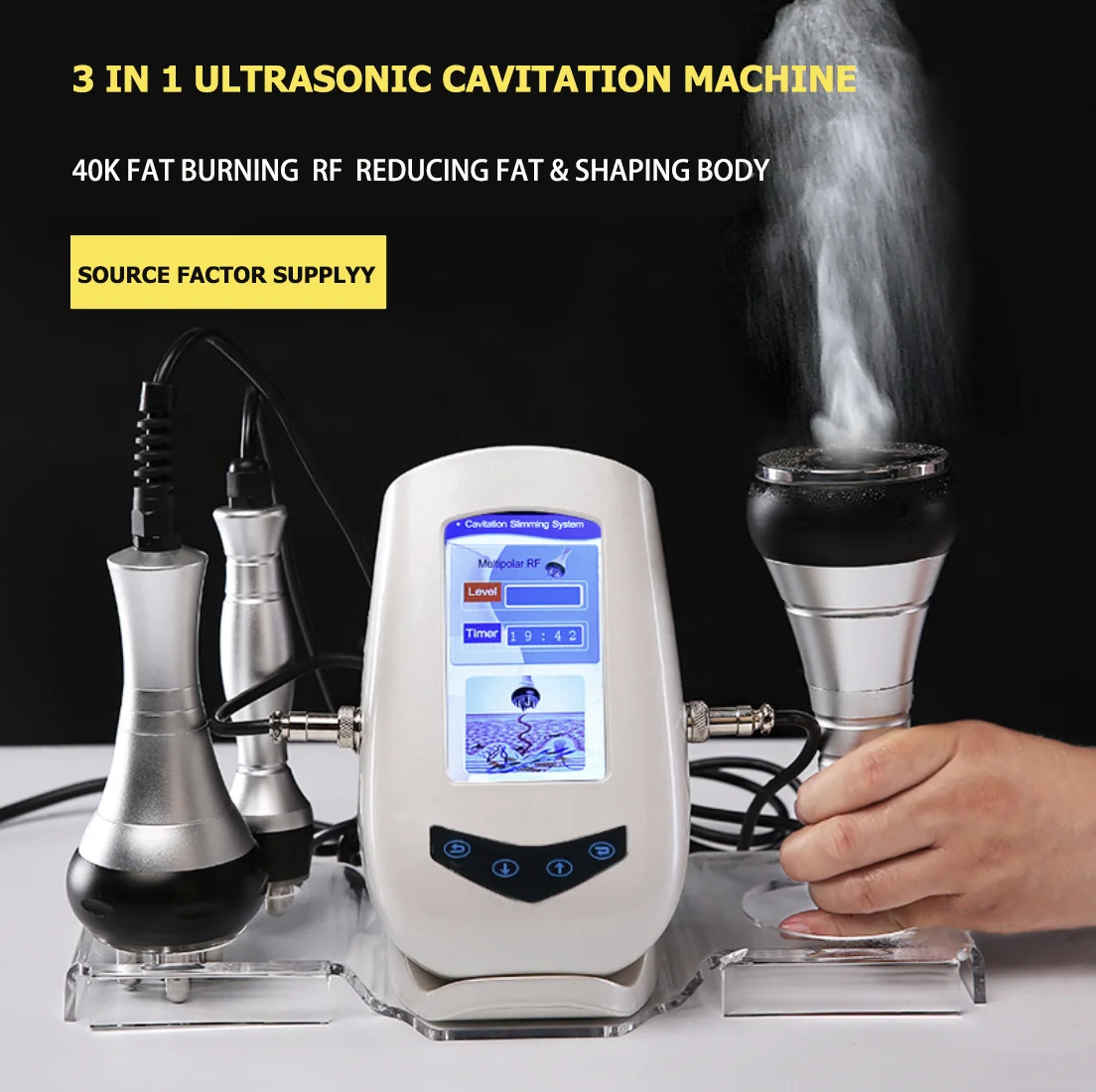 

Portable 3 in 1 rf cavitation ultrasound Cellulite Removal for weight loss, White