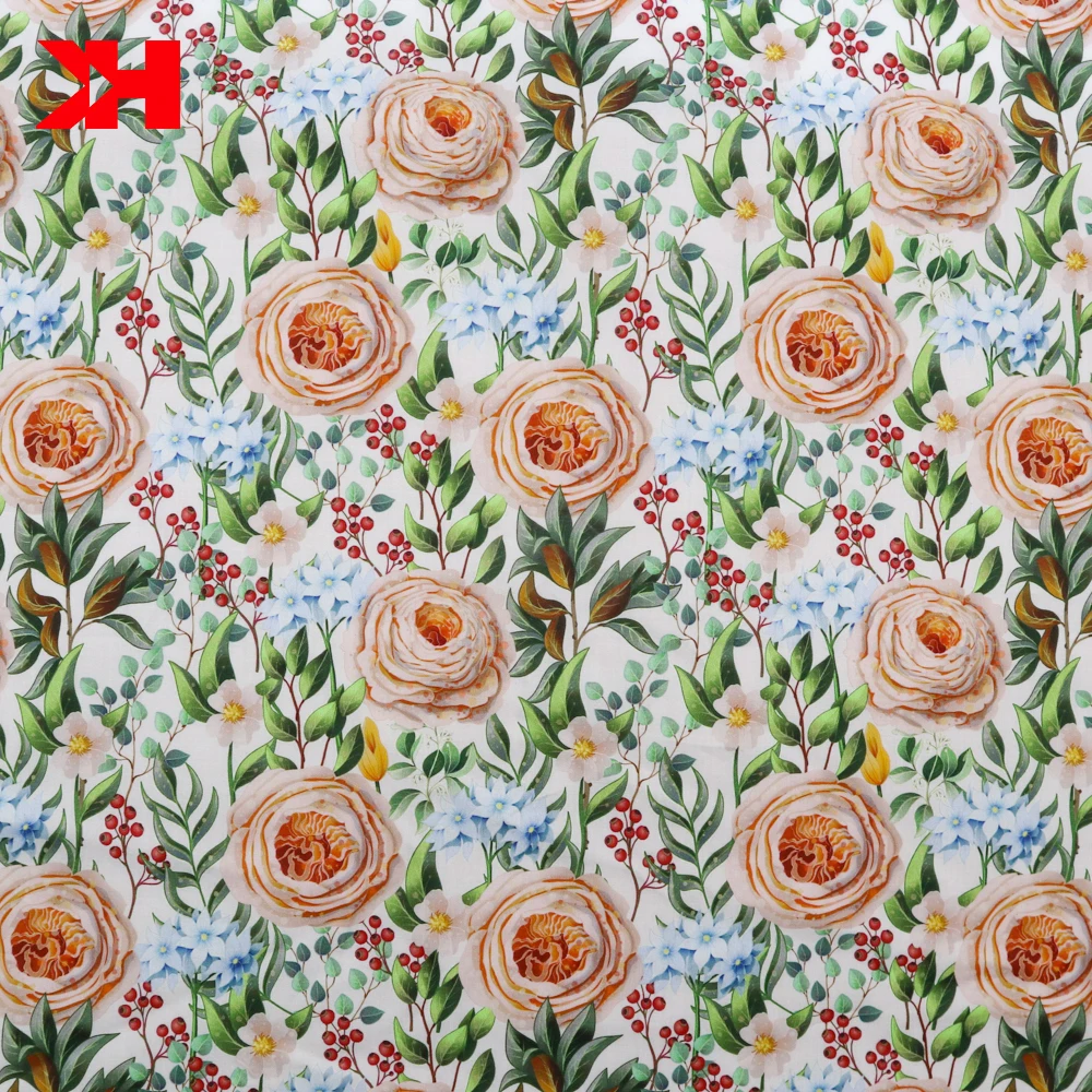 

Kahn low MOQ custom digital print cotton liberty fabric for dress