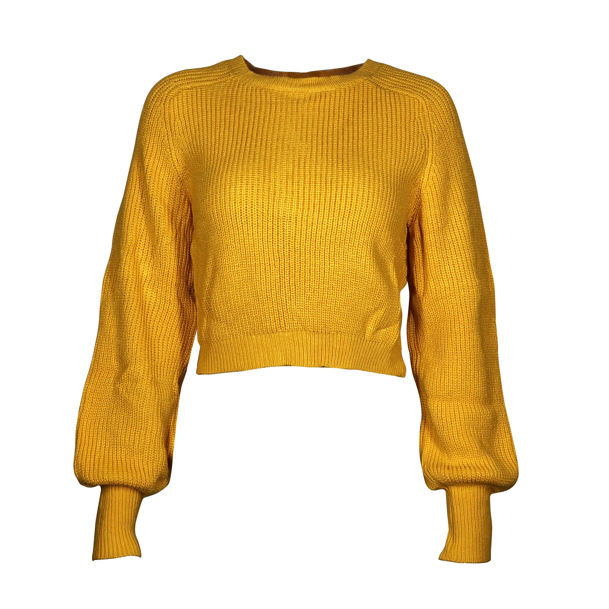 
KEYIDI Autumn Winter Solid Knit Crop Ugly Long Sleeve Short Sweater Woman 