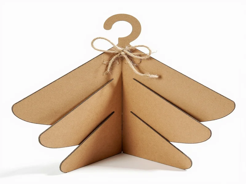 Three-layer cardboard stocking hanger base with twine wrapping