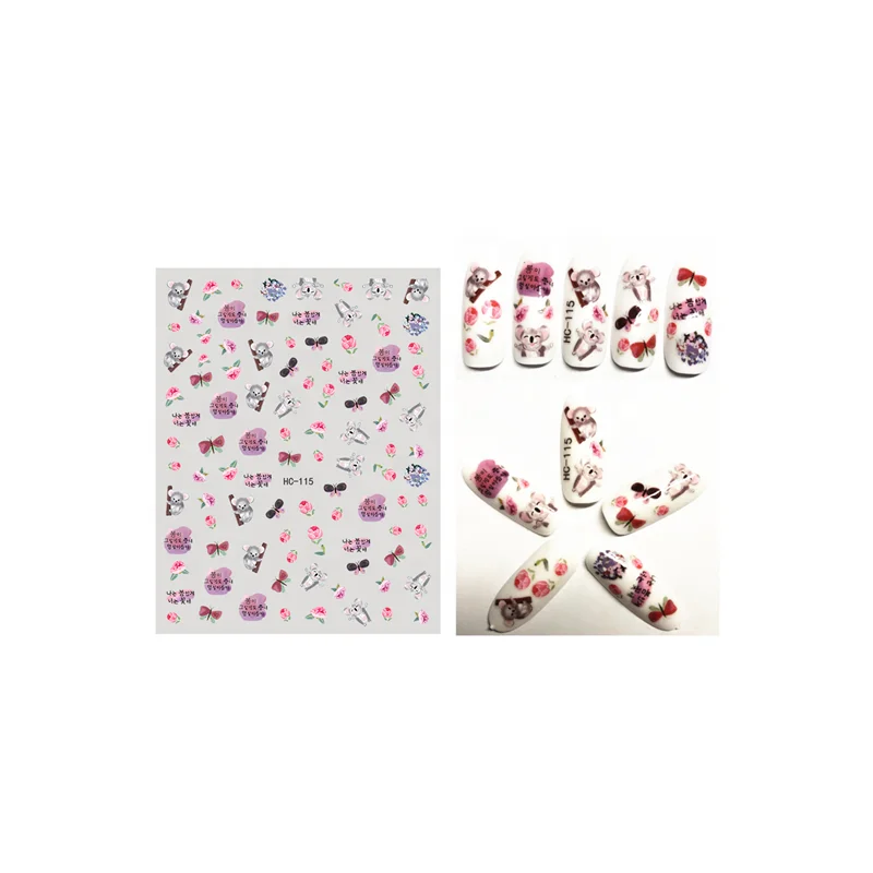 

OEM 3D Special Beautiful Girl Cute Cartoon Pattern Nail Art Sticker Colorful Wholesale High Quality Adhesive Nail Stickers, As shown