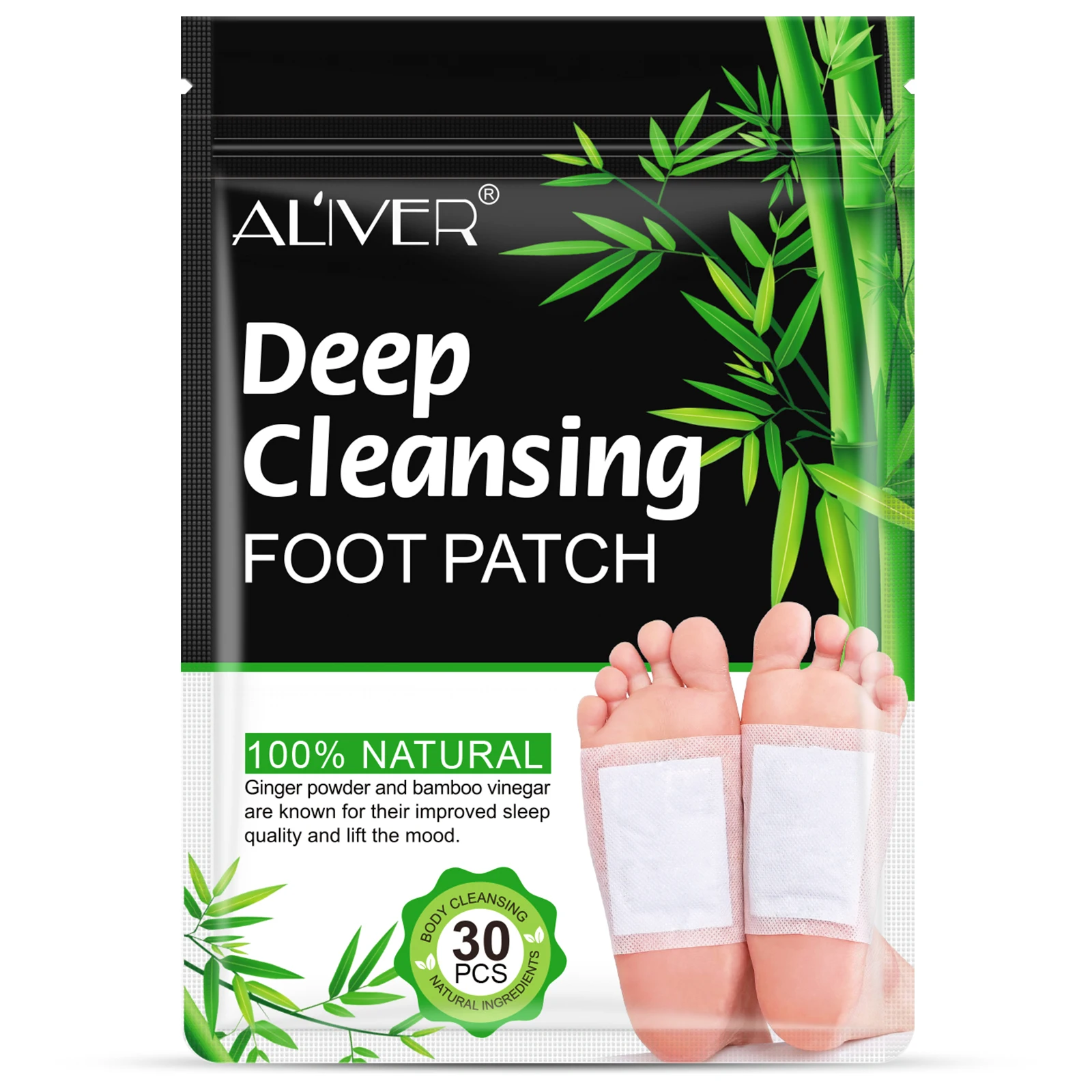 

Aliver Green Foot Patch Detox Foot Pad Bamboo Charcoal Detox Foot Patch