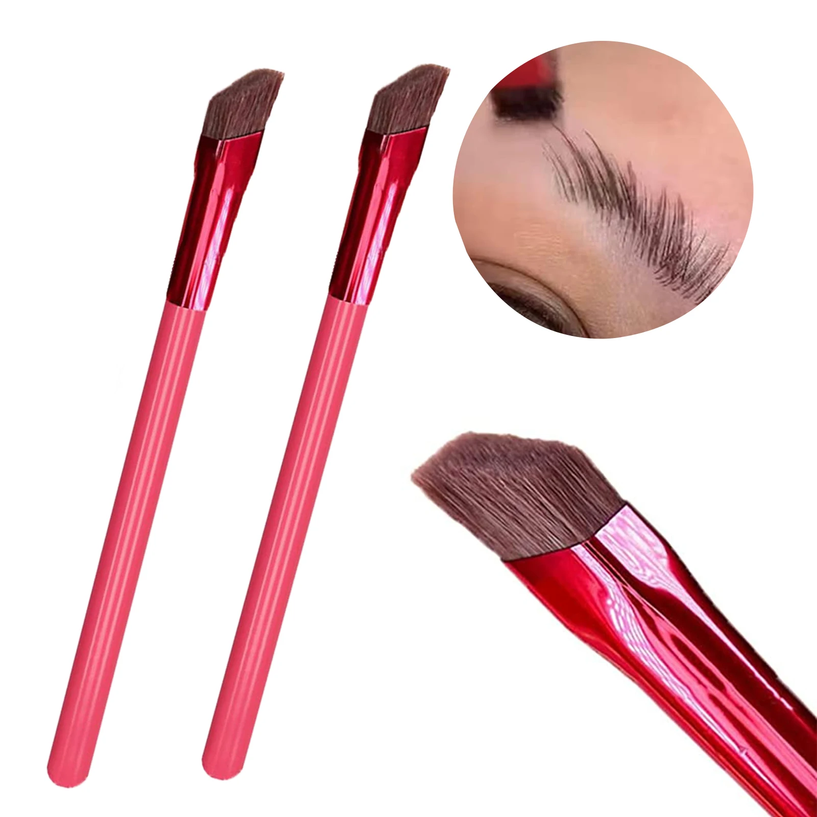 

Private Label Professional Multi-purpose Red Eyebrow Brush Angled Concealer Makeup Square Wild Eyebrow Brush