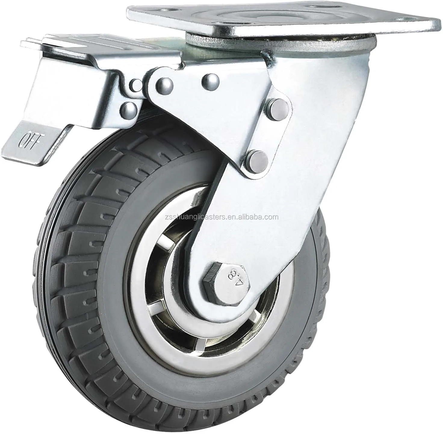 Trailer Wheel Swivel Rubber Hospital Caster Heavy Duty 200mm Ball Bearing 2" (50mm ) Galvanized