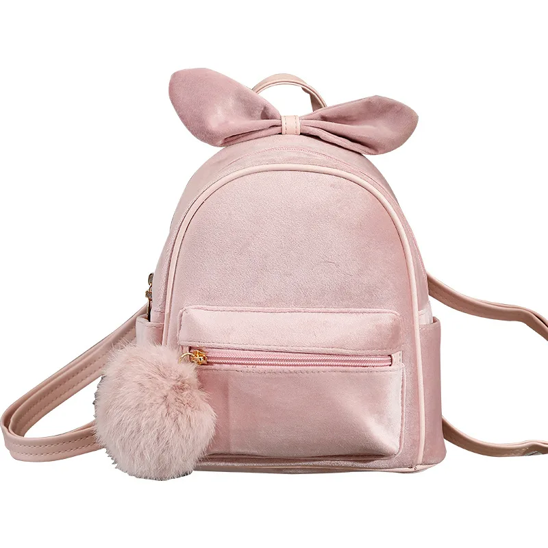 

wholesale fashion unique teenager Cute Ear velvet Classical bags university backpack for girls school bag Mochila, As picture