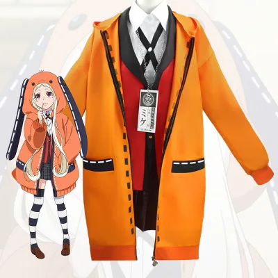 

Ecoparty Anime Kakegurui Cosplay Figure Yomotsuki Runa Cosplay Costume Coat Jk School Girls Uniform Hoodie Halloween Dress, As shown