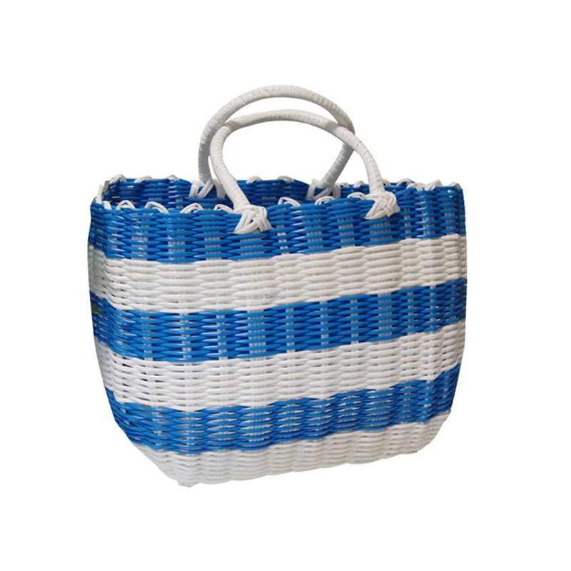 

Best quality Handwoven PP Waterproof storage Basket colorful plastic paper woven beach bag for fruit toys, Customizable