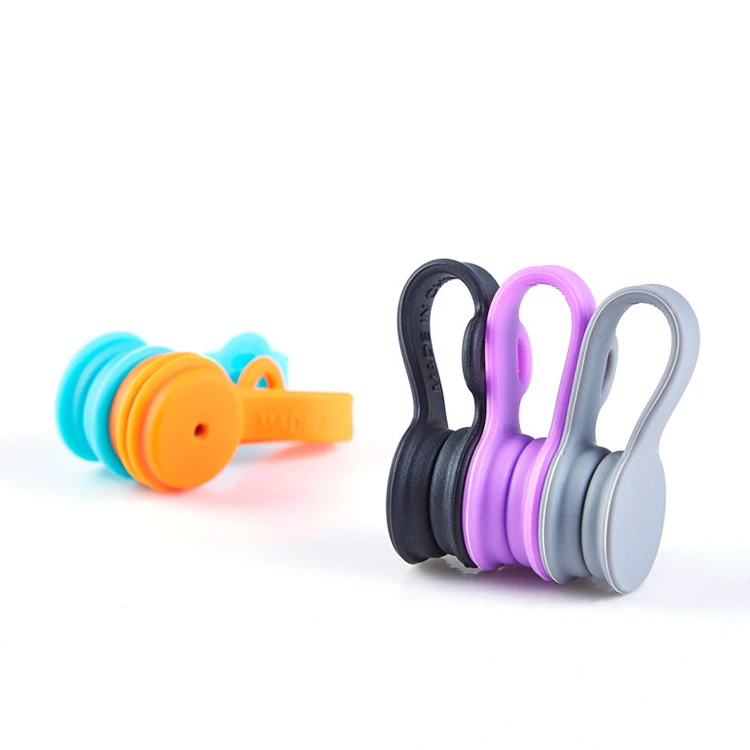 

Office & Travel Magnetic Silicone Earphone Holder USB Cable Management Reusable Clips Organizer, Green, orange, grey, purple, blue