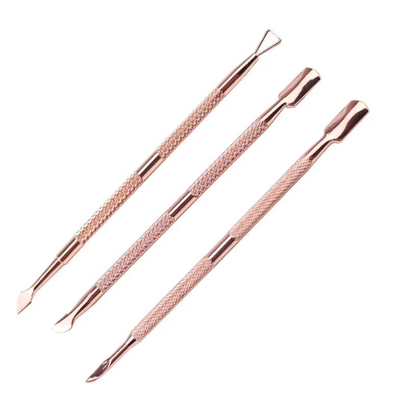 

Wholesale Professional Custom Logo Rose Gold 410 Stainless Steel Cuticle Remover Nail Pusher