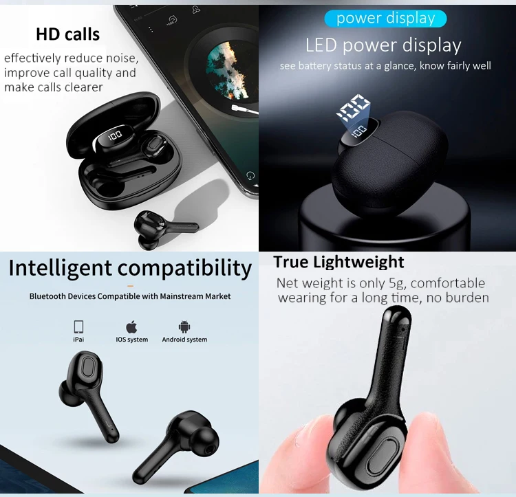T9S wireless Bluetooth translation headset tws5.0 sports waterproof hanging ear digital display with charging box - ANKUX.COM