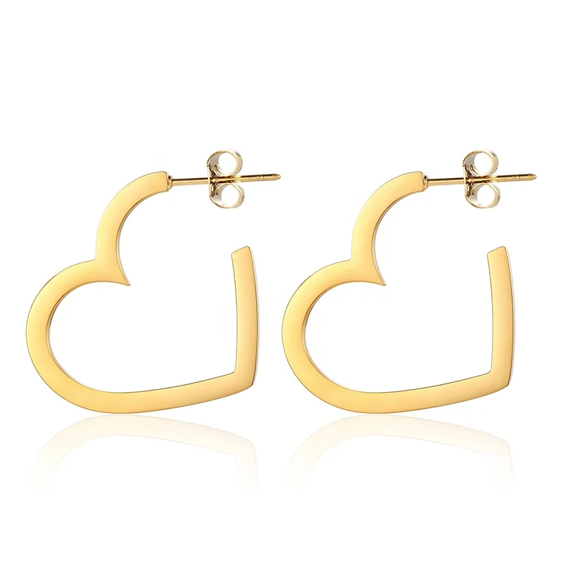 Hypoallergenic Heart Hoop Earrings for Women Heart Stainless Steel stud Earrings