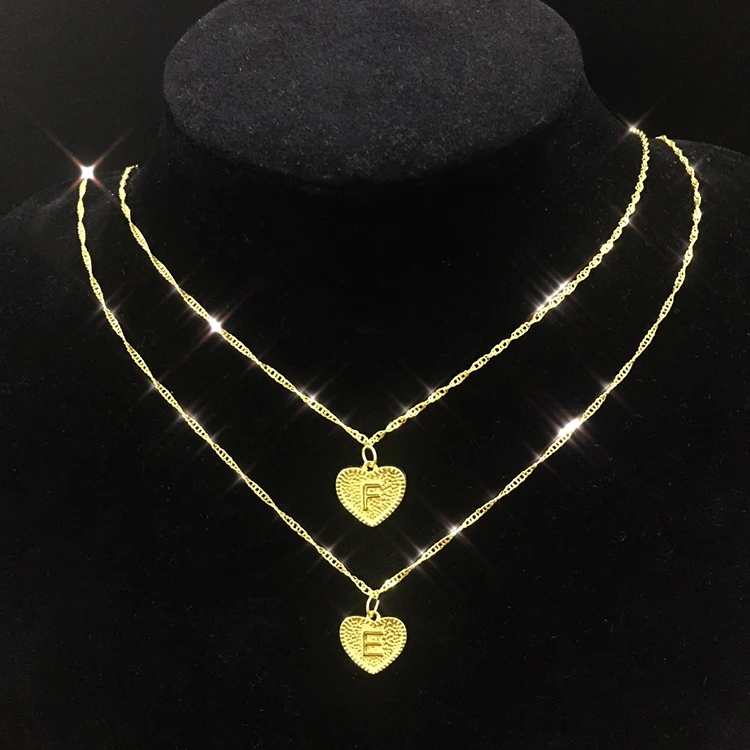 

2020 Fashion Heart Plated Alphabet Necklace Personalized Initial Custom Necklaces With Letters