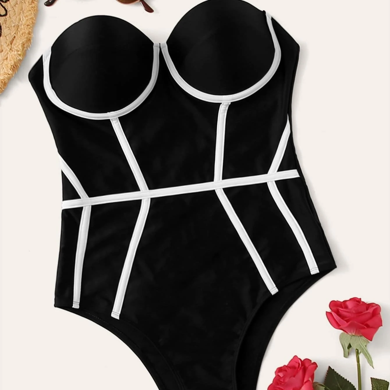 

bath suit swimwear 2022 Bodysuit Molded Cups swimsuit Black Solid Bath Suit Swimwear Women women Beachwear One Piece Swimsuit