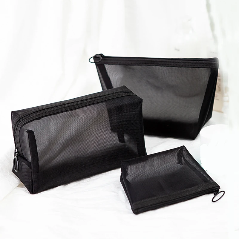 

1PCS Women Men Necessary Cosmetic Bag Transparent Travel Organizer Fashion Small Large Black Toiletry Bags Makeup Pouch