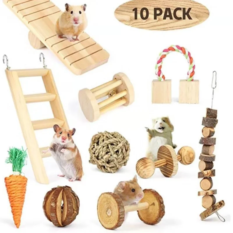 

Hamster Chew Toys Natural Wooden Pine Guinea Pigs Rats Chinchillas Toys Accessories Exercise Birds Bunny Rabbits, Wood