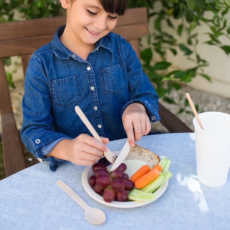 

160mm biodegradable eco-friendly disposable custom spoon and fork wooden cutlery set, Natural