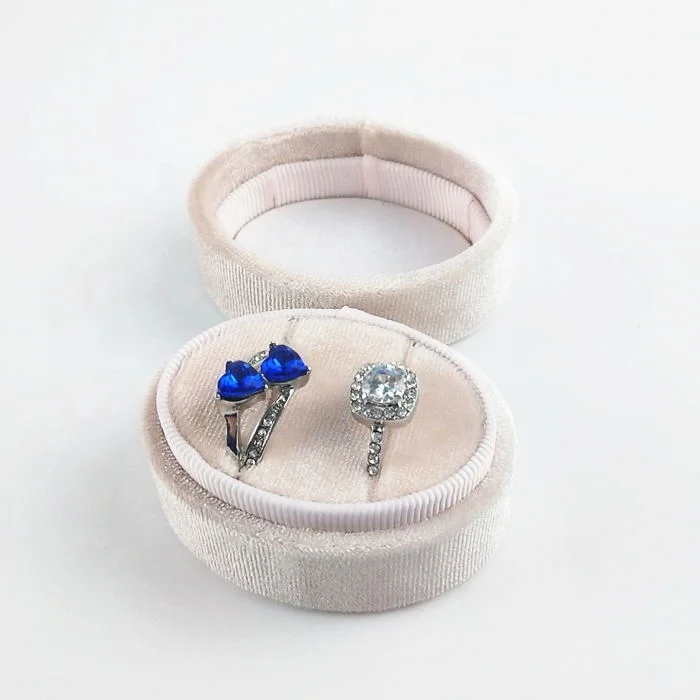 Luxury oval shaped velvet gift jewelry ring packaging box with foam insert and logo