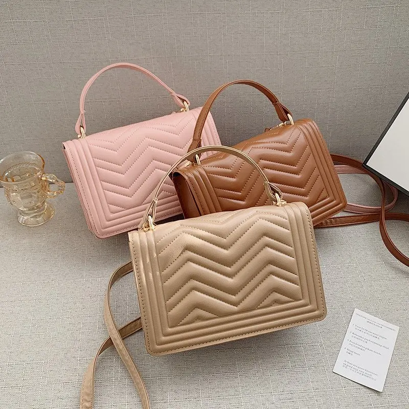 

2021 Messenger Purse Retro Embroidery pu leather fashionable Ripple Shoulder women hand bags, Customizable