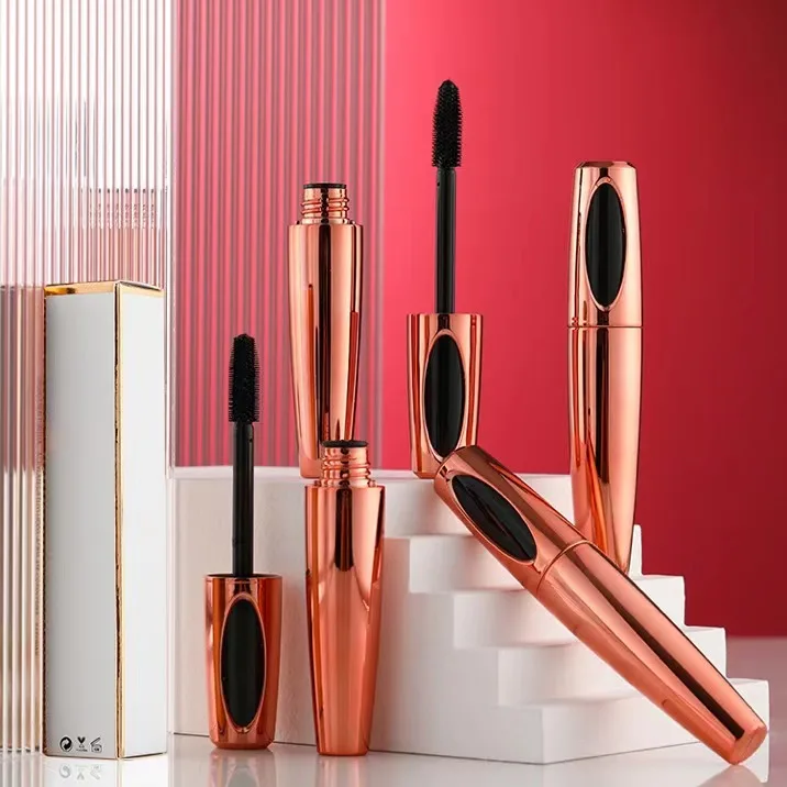 

Custom No Logo Thick Curling Mascara Rose Gold Mascara Tube 3d Silk Fiber Eyelashes Mascara, Black mascara