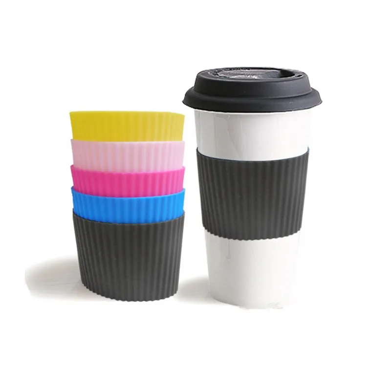 

Silicone Heat resistant Cup Sleeve For Ceramic Mug Cup Drinking Cups Sleeves