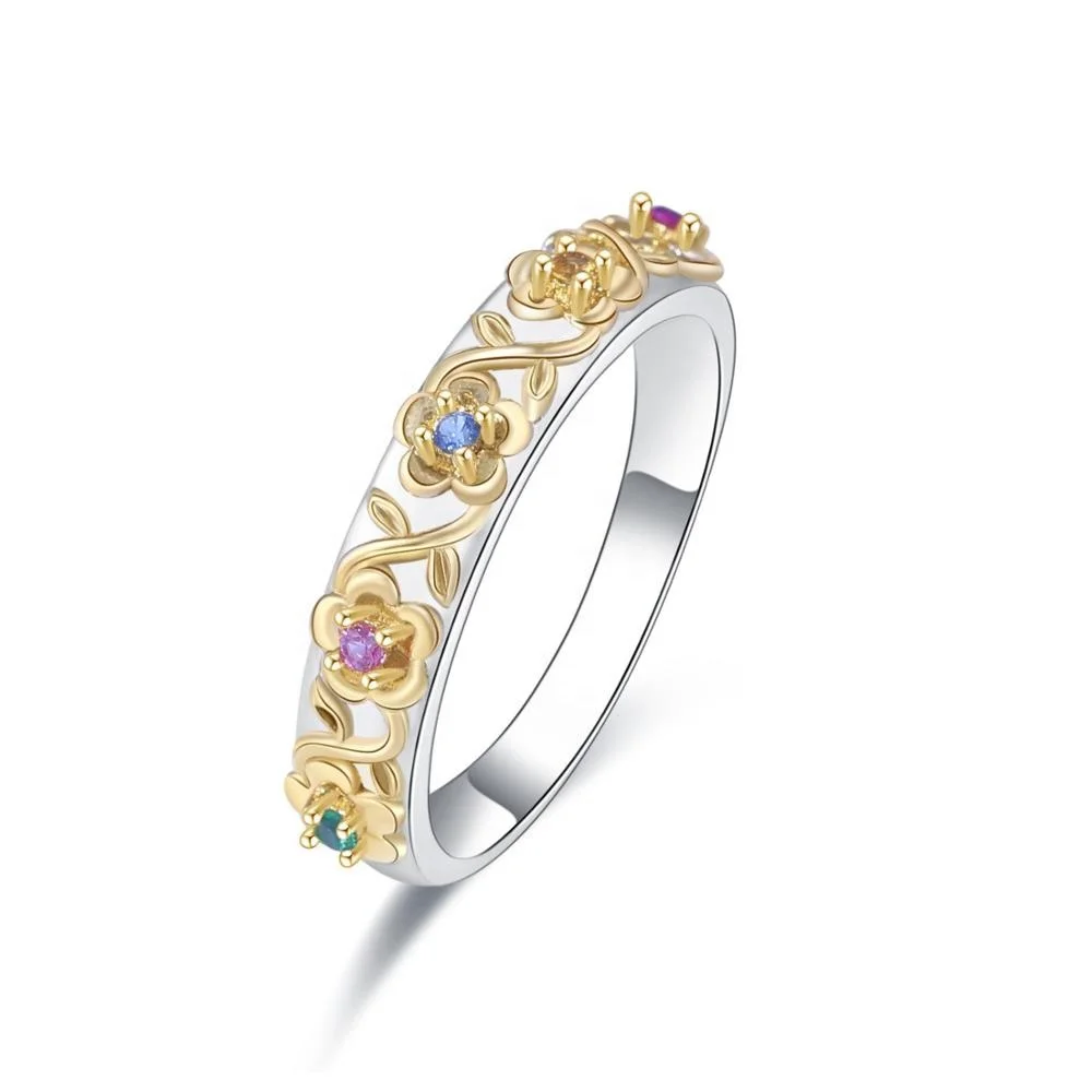 

New Flower Design Silver Color Rings for Women Wedding Ring Blue Purple Crystal Ring Jewelry Engagement Gifts for Women
