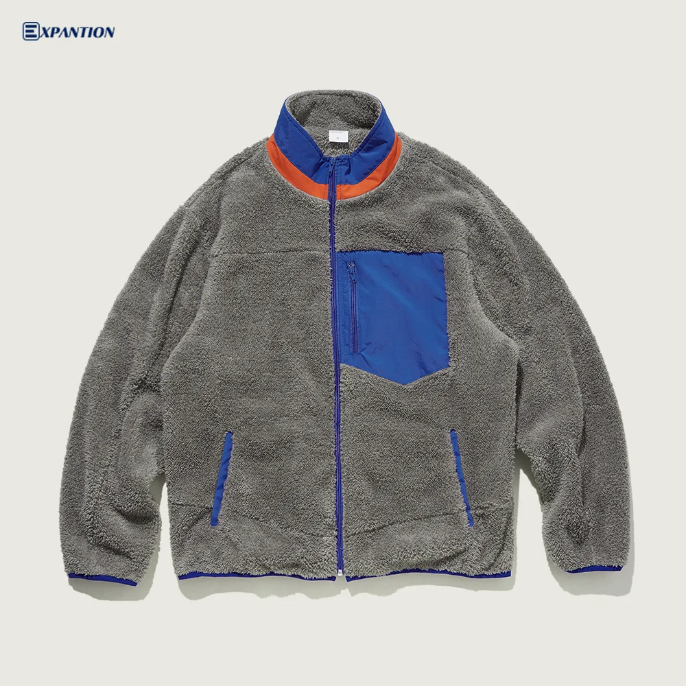 

EXP Fashion Brand Original Design High Collar Men Fleece Winter Jacket Coat High Street Loose Fit Men Jacket