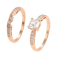 

16227 xuping rose gold plated couple ring custom costume jewelry cz stone ring wedding ring