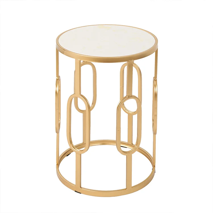 

Indoor Glam 16 Inch White Finish Faux Stone Side Table