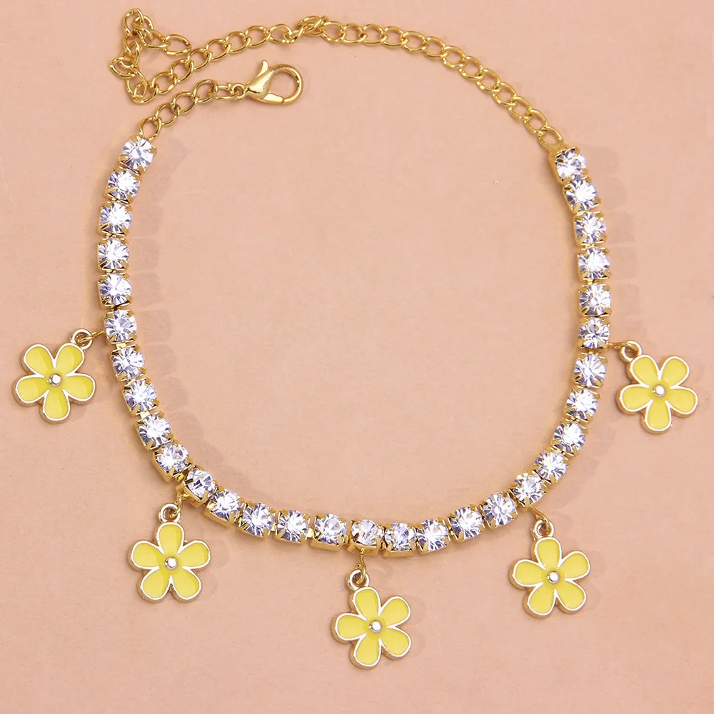 

Boho Foot Circle Chain Ankles Summer Bracelet Crystal Cube Pendant Charm Sandals Barefoot Beach Foot Bridal Jewelry