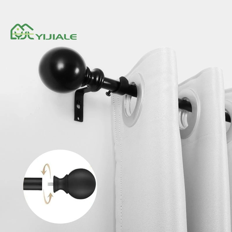 YIJIALE Metal Curtain Rod for Wall and Window Adjustable Curtain Rod Extendable Iron Curtain Rods Set