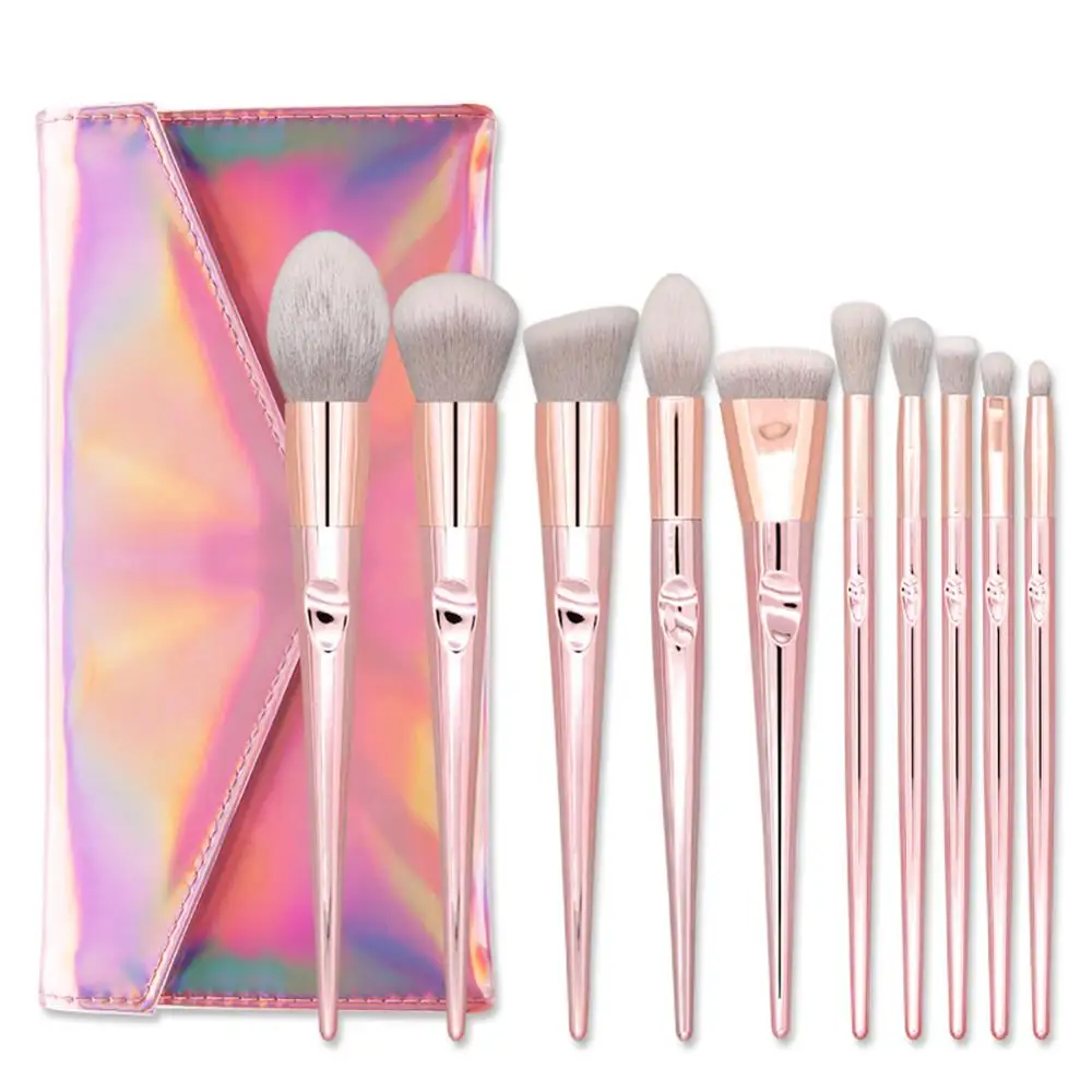 

Makeup brushes 10 Pcs Wet And Wild Series Of Tapered Finger Printing Handle Cosmetic Brush Set, Rose gold