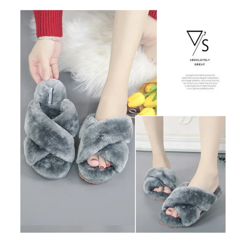 

Cross bound maomao slippers for women autumn cross - border amazon hot style large size non-slip comfortable lamb cake thermal, Pink